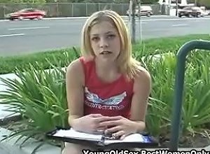 Cute Blonde Teen Gets Her First Time Blowjob Voyeur
